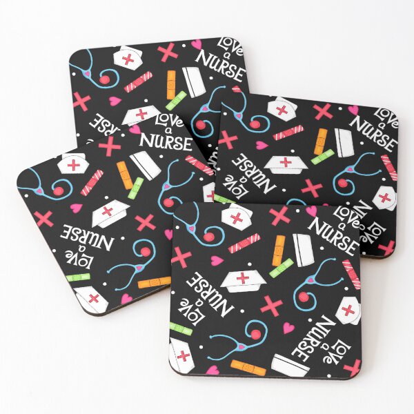 Item preview, Love a Nurse Whimsy Art Pattern Black designed and sold by phyllisdobbs.