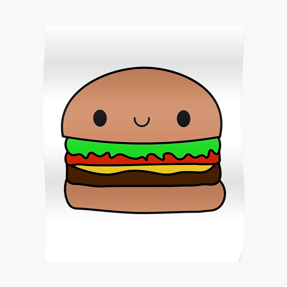 Kawaii Hamburger Cute Burger Poster By Mariekawaii Redbubble