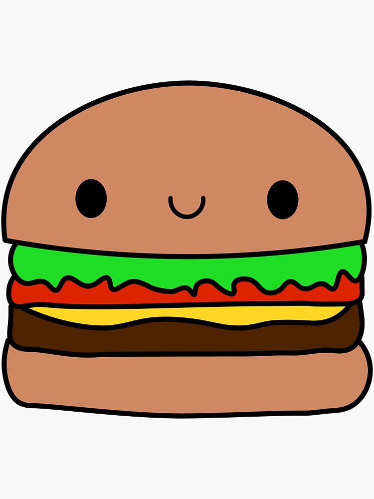 Kawaii Hamburger, Cute Burger Sticker for Sale by mariekawaii
