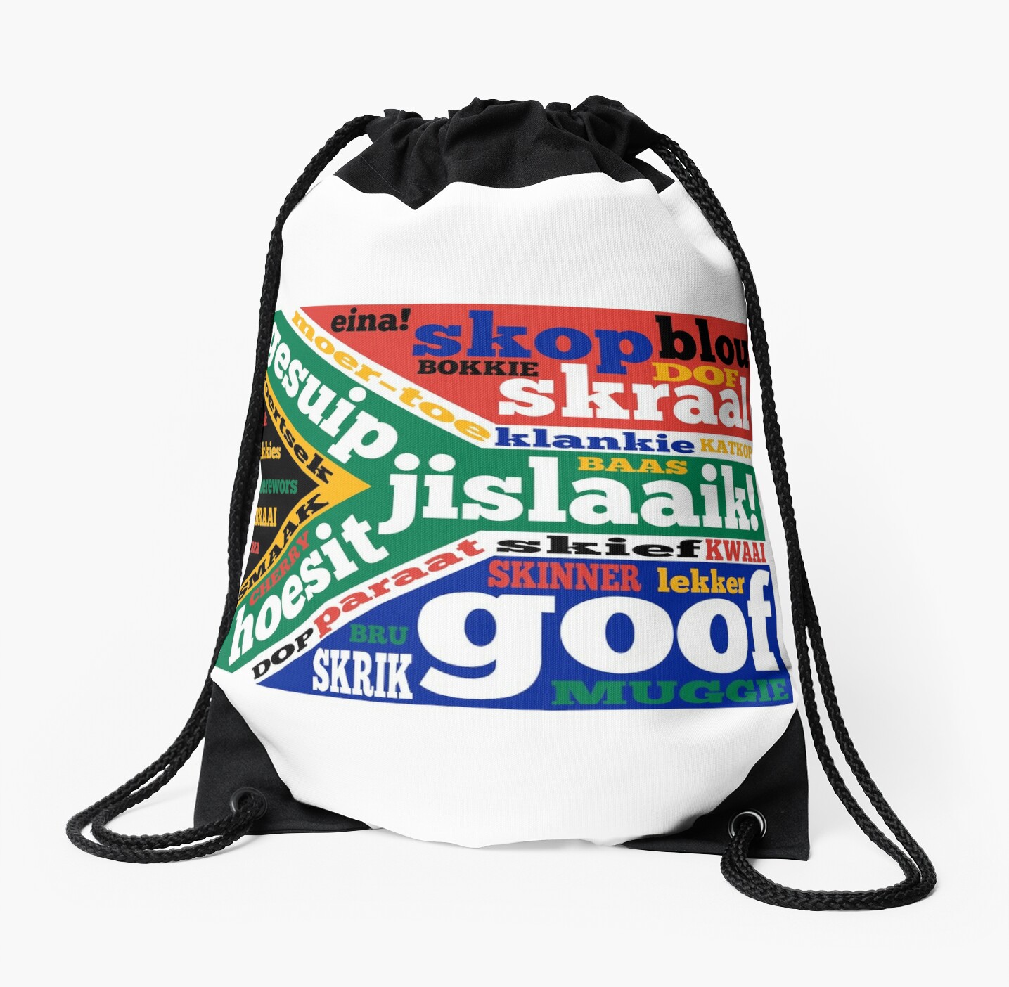 south-african-slang-and-colloquialisms-drawstring-bag-by