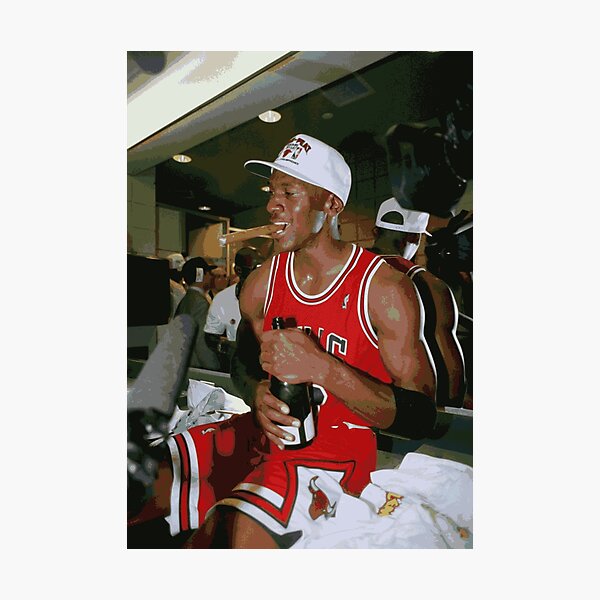 Michael Jordan Championship Celebration Cigar and Champagne Photographic Print
