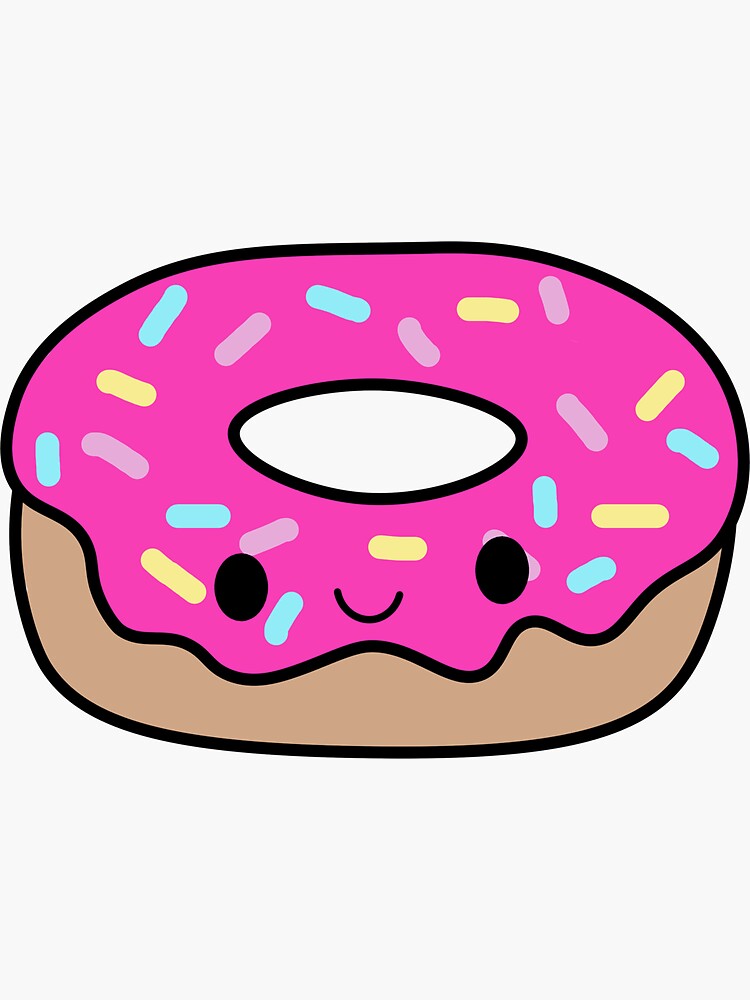 "Kawaii Donut, Cute Doughnut with Sprinkles" Sticker for Sale by
