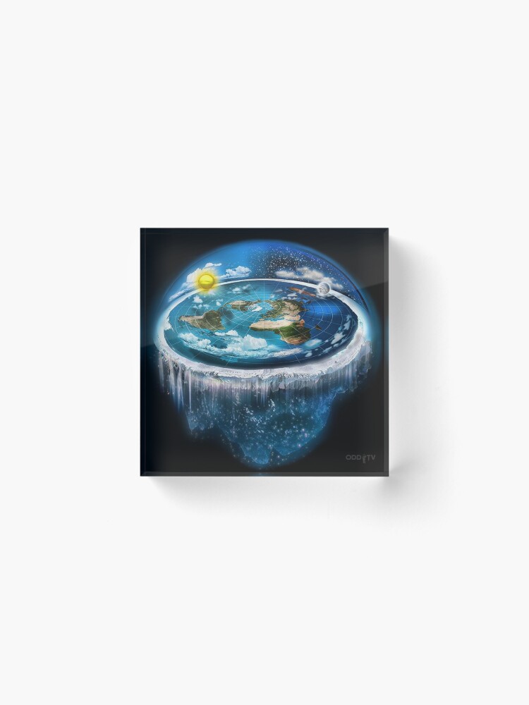Alternate view of Flat Earth with Dome Art Acrylic Block