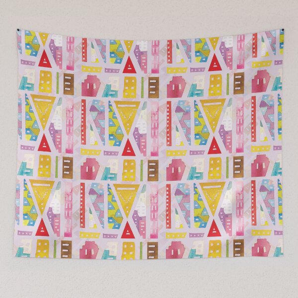 Item preview, Abstract geometric modern colorful watercolor city  designed and sold by CrisBanana.