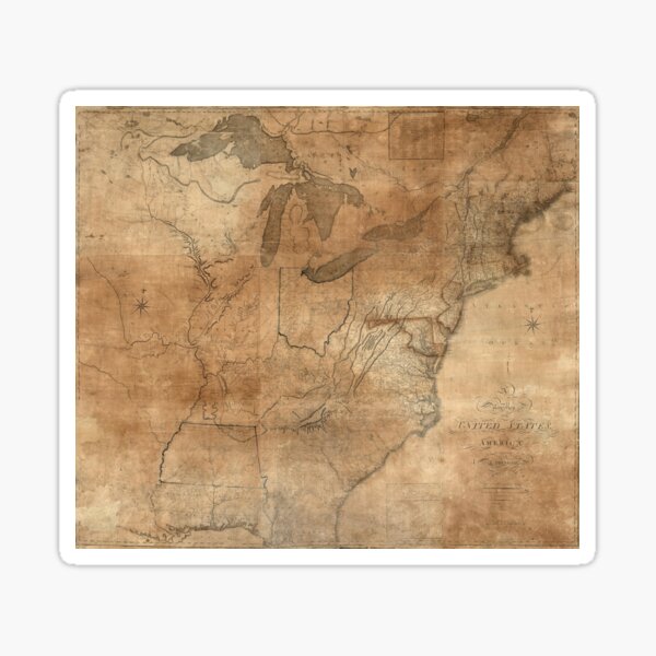 Item preview, Vintage United States Map (1806) designed and sold by BravuraMedia.
