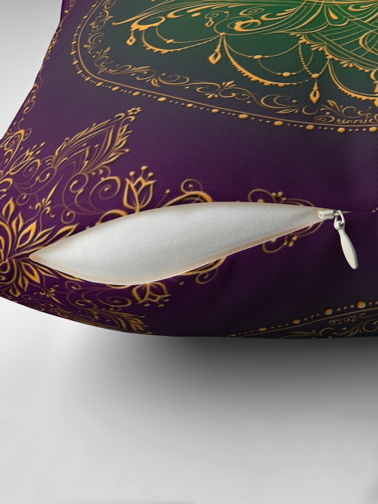 Alternate view of Lotus Goddess in Peacock Purple Throw Pillow