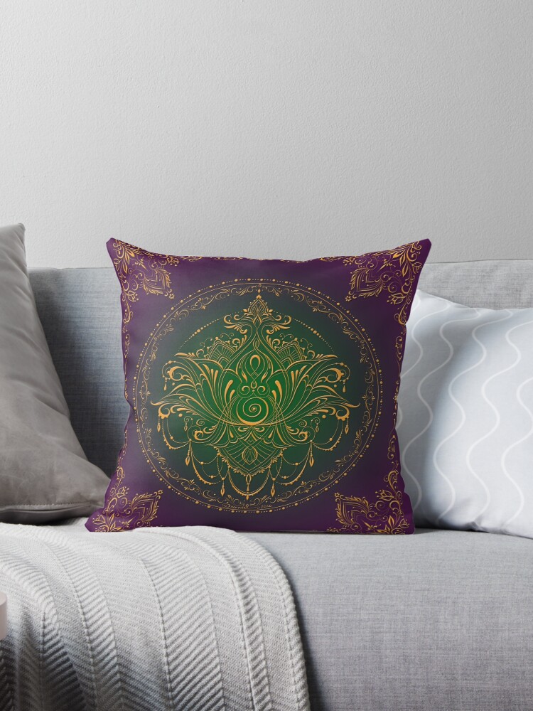 Thumbnail 1 of 3, Throw Pillow, Lotus Goddess in Peacock Purple designed and sold by dreamie09.