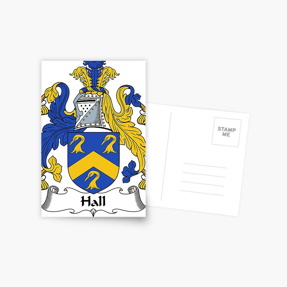 "Hall Coat of Arms / Hall Family Crest" Postcard for Sale by
