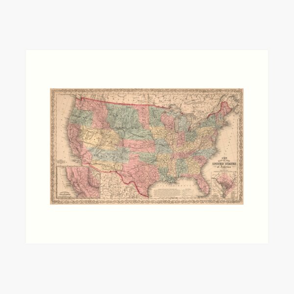 Item preview, Vintage United States Map (1859) designed and sold by BravuraMedia.