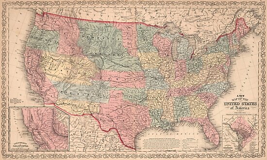 "Vintage United States Map (1859)" Photographic Print By BravuraMedia ...