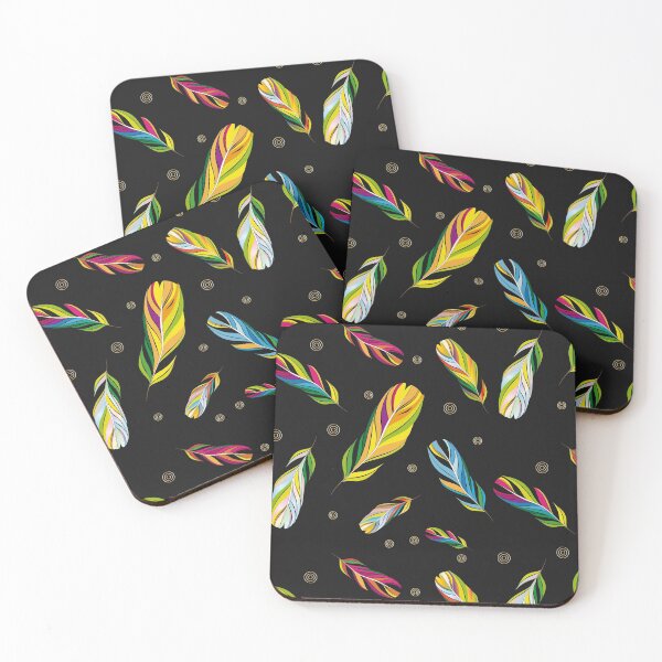 Item preview, colorful feathers with gold outer lines and patterns designed and sold by Kisho.