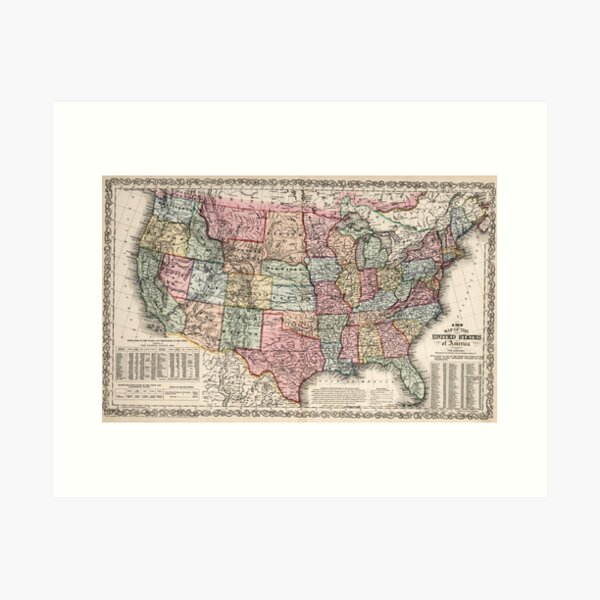 Item preview, Vintage United States Map (1860) designed and sold by BravuraMedia.