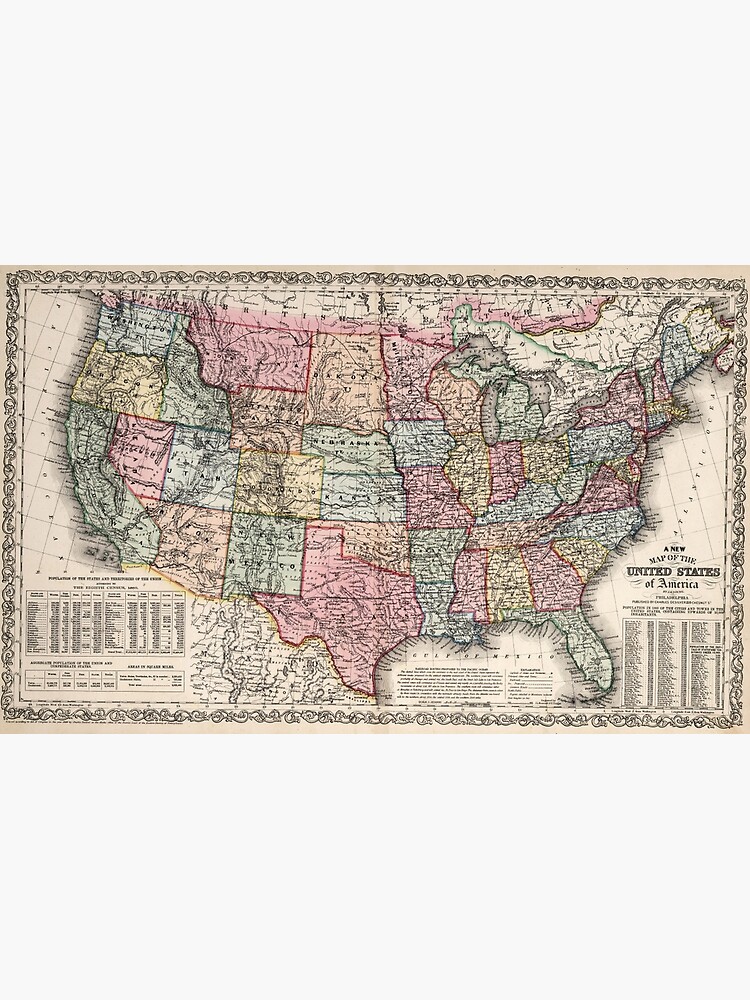 quot Vintage United States Map 1860 quot - Flat,750x,075,f Pad,750x1000,f8f8f8 