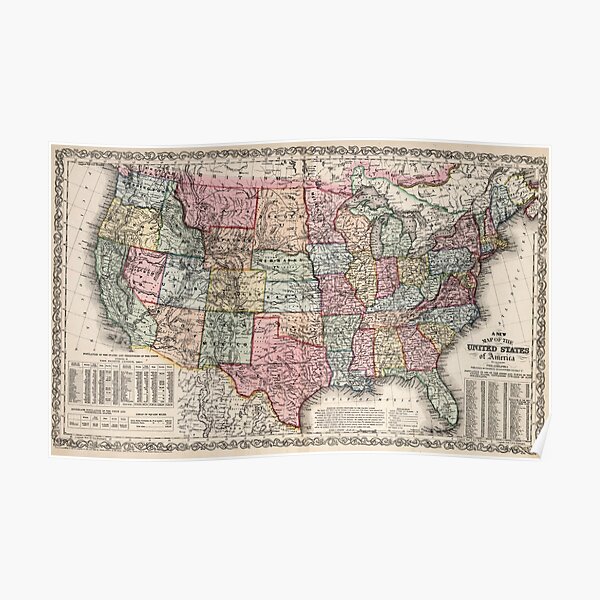 quot Vintage United States Map 1860 quot - Poster,504x498,f8f8f8 Pad,600x600,f8f8f8 