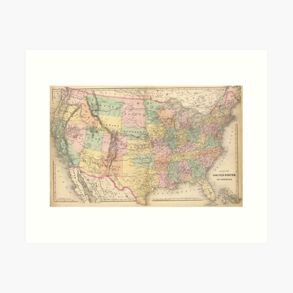 Item preview, Vinage Map of The United States (1873) designed and sold by BravuraMedia.