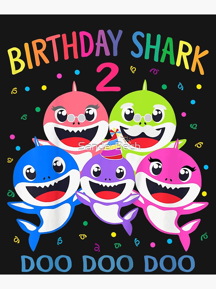 Kids Kids Baby Shark 2 años 2º cumpleaños Doo Doo | Tarjetas de felicitación