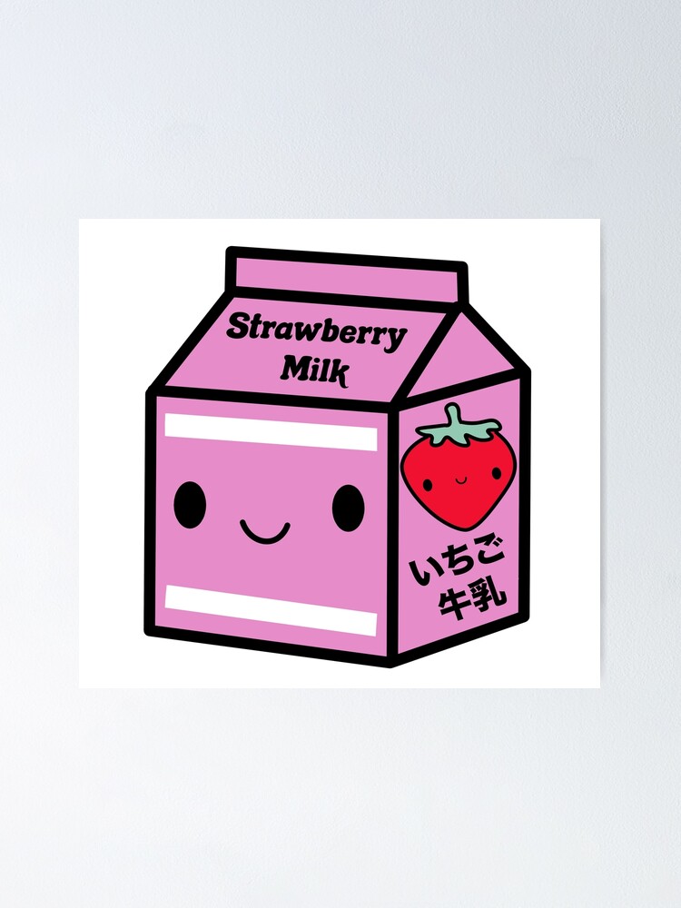 Kawaii Strawberry Milk with Cute Japanese Design | Poster