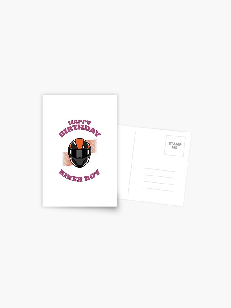 Carte Postale Joyeux Anniversaire Biker Boy Par Ride Dict Redbubble