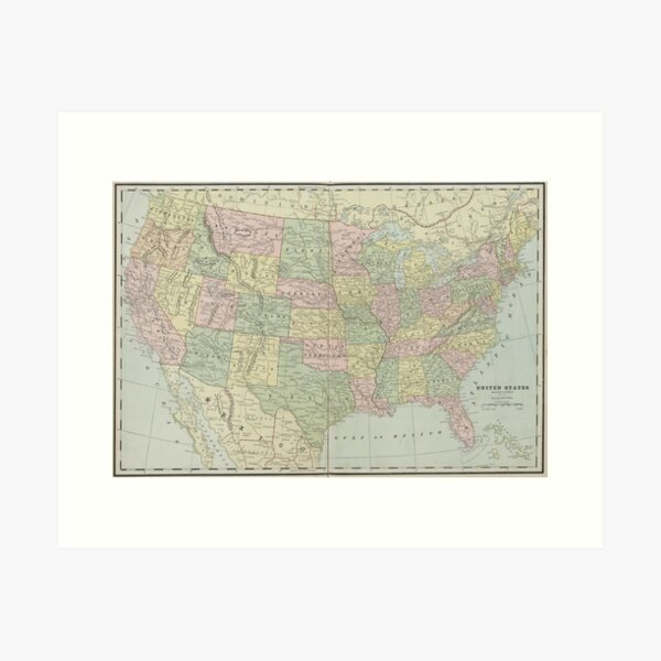 Item preview, Vintage United States Map (1889) designed and sold by BravuraMedia.