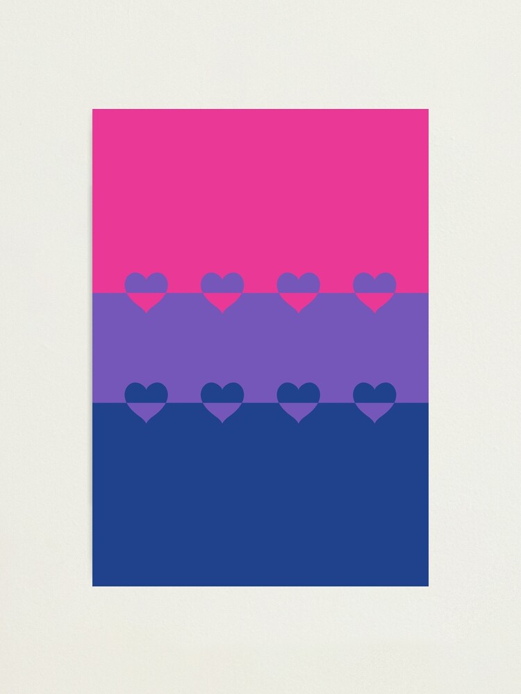 Alternate view of LGBTQ Flag with Hearts v1 - Bisexual Photographic Print