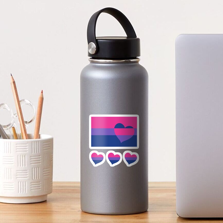LGBTQ Flag with Hearts v2 - Bisexual Sticker