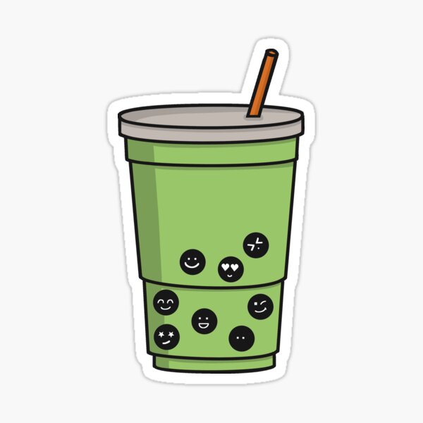 Vista previa del artículo con la obra «Matcha Bubble tea smiley», diseñado y vendido por galax-C.