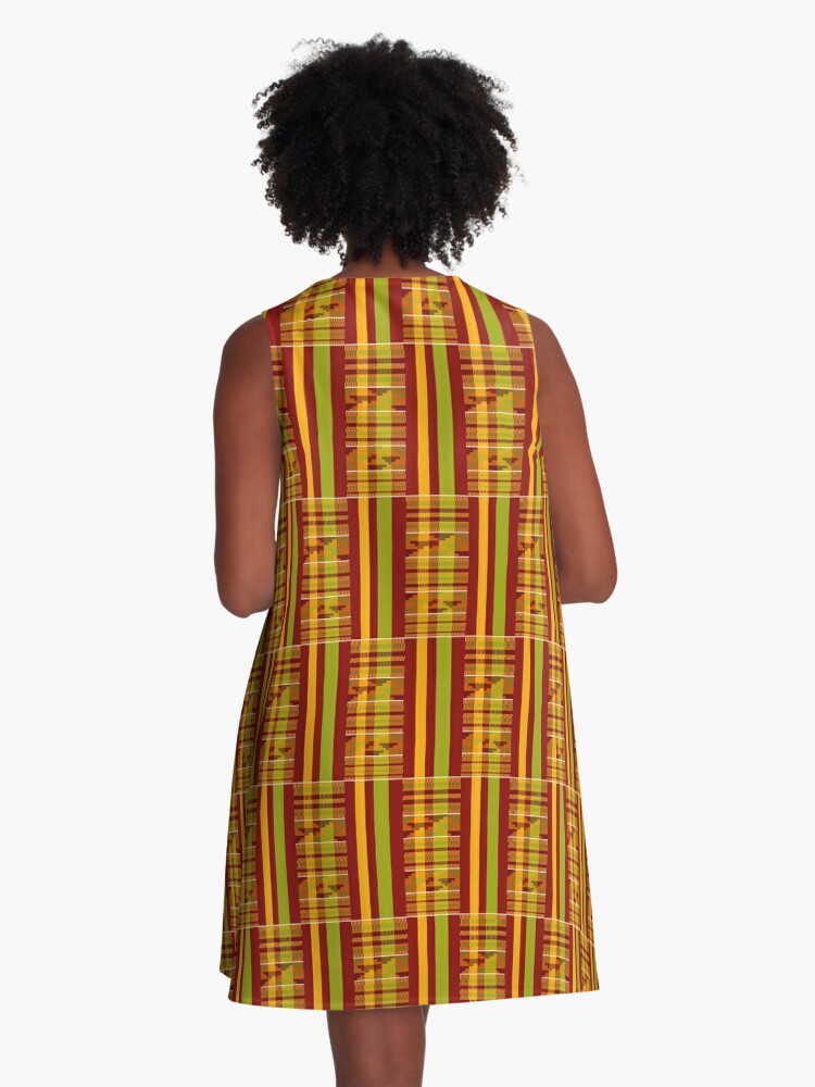 African Kente Cloth Textile Pattern A-Line Dress for Sale by