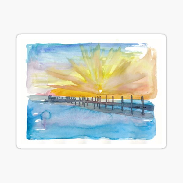 Item preview, Sunset Over Florida Keys Landing Pier designed and sold by artshop77.