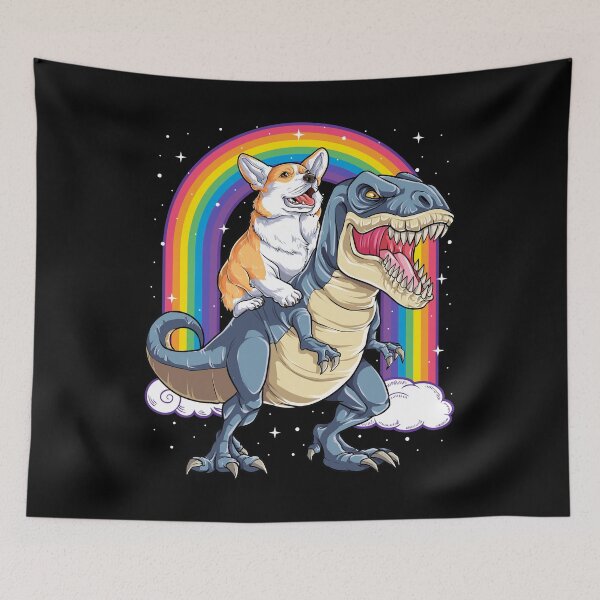 Item preview, Corgi Riding Dinosaur T rex Shirt Funny Rainbow Dog designed and sold by LiqueGifts.