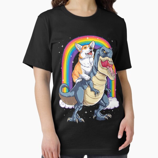 Item preview, Corgi Riding Dinosaur T rex Shirt Funny Rainbow Dog designed and sold by LiqueGifts.