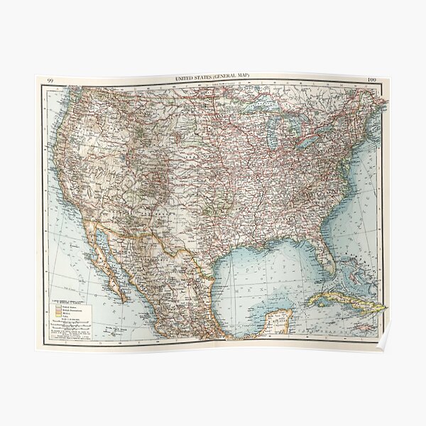 quot Vintage United States Map 1900 quot - Poster,504x498,f8f8f8 Pad,600x600,f8f8f8 