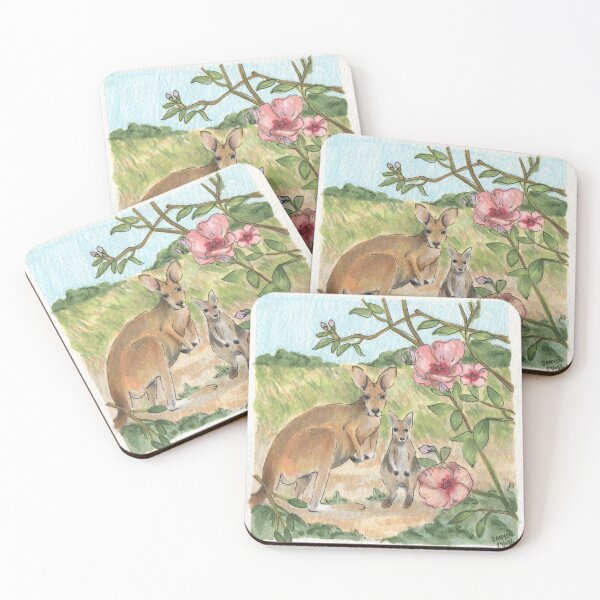 Item preview, Red Kangaroos & Sturts' Desert Roses designed and sold by ddanyen.
