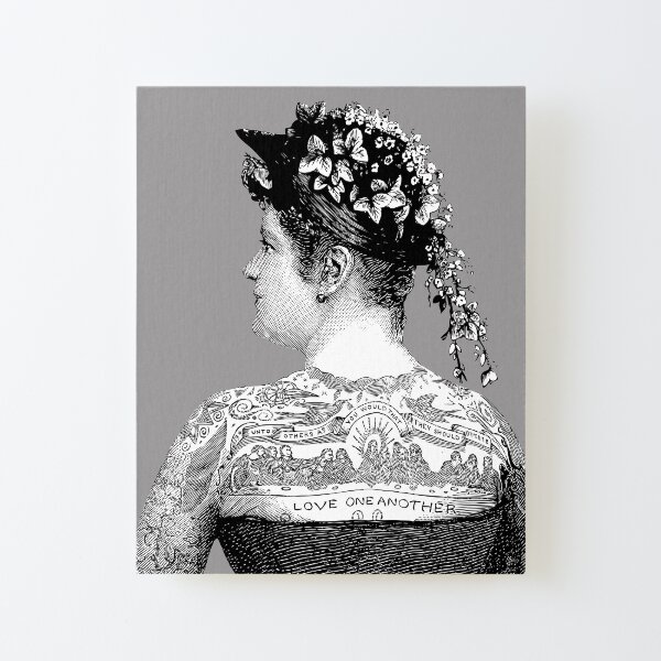 Tattooed Victorian Woman | Victorian Tattoos | Vintage Tattoos | Tattoo Art | Canvas Mounted Print