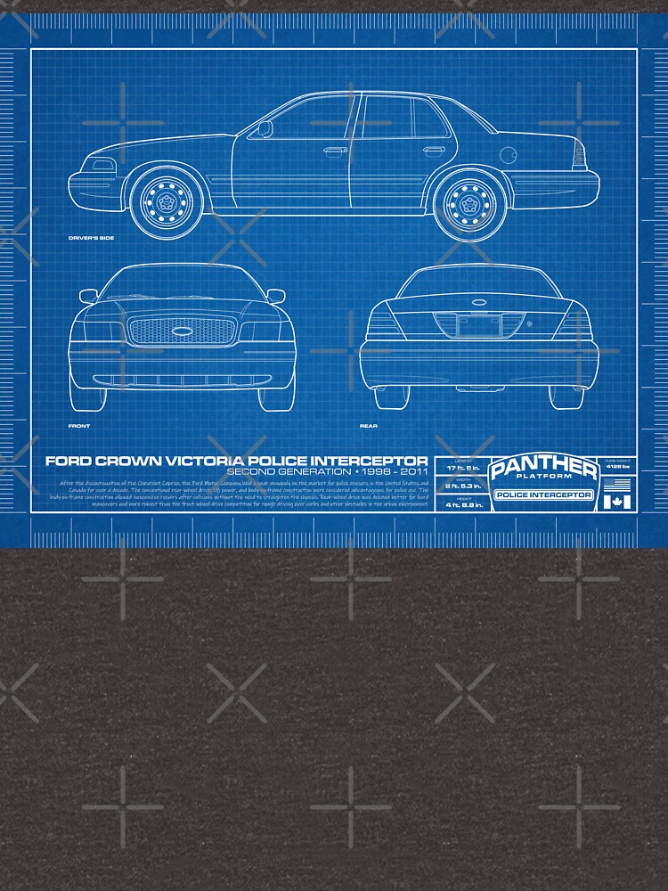 Ford Crown Victoria Police Interceptor Blueprint T Shirt For Sale By Norcalwwr Redbubble 8052