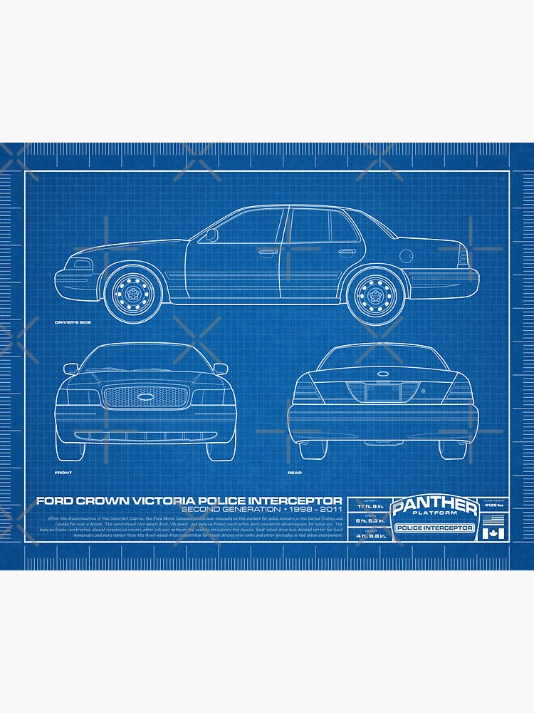 Ford Crown Victoria Police Interceptor Blueprint Sticker By Norcalwwr Redbubble 5822