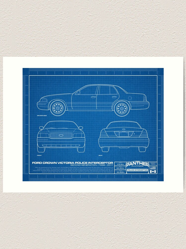 Ford Crown Victoria Police Interceptor Blueprint Art Print For Sale By Norcalwwr Redbubble 0256