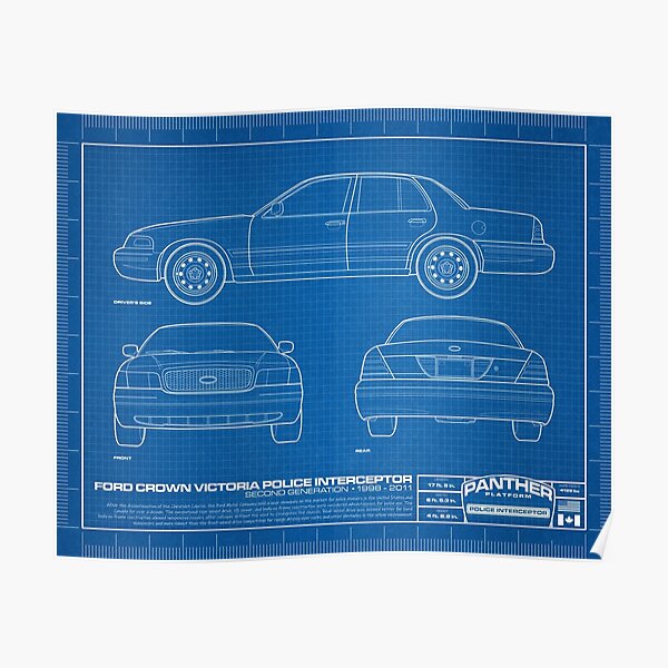 Ford Crown Victoria Police Interceptor Blueprint Poster For Sale By Norcalwwr Redbubble 8582