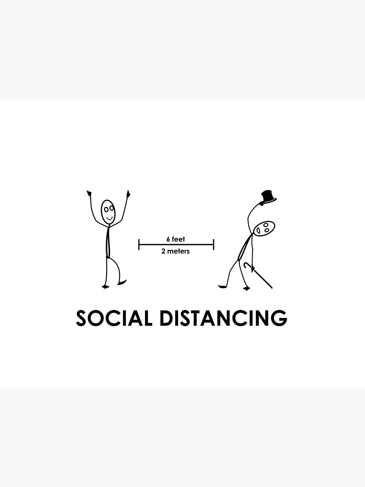 Funny 'Social distancing' t-shirt with graphics in black and white