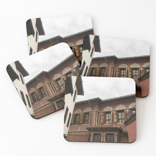 Item preview, Old Town Plovdiv - Hugging Revival Houses in White Russet and Brown designed and sold by Georgia Mizuleva.