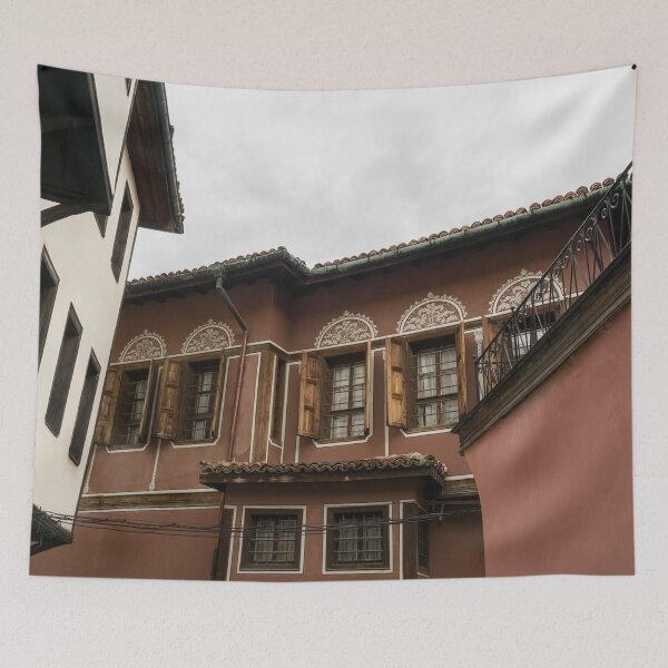 Item preview, Old Town Plovdiv - Hugging Revival Houses in White Russet and Brown designed and sold by Georgia Mizuleva.