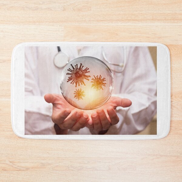 Item preview, closeup doctor woman with corona virus covid-19 in transparent bubble designed and sold by sigoisette.