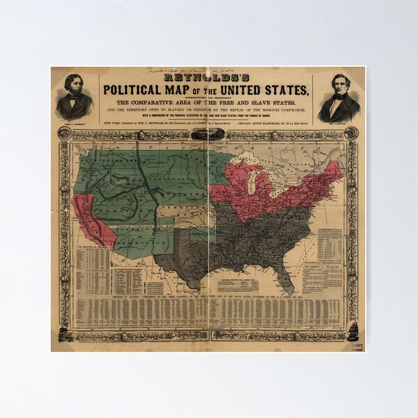 Item preview, Vintage Political Map of The United States (1856) designed and sold by BravuraMedia.