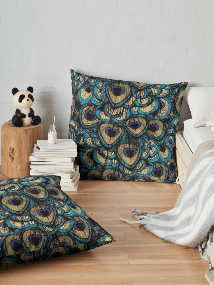 Alternate view of peacock Floor Pillow