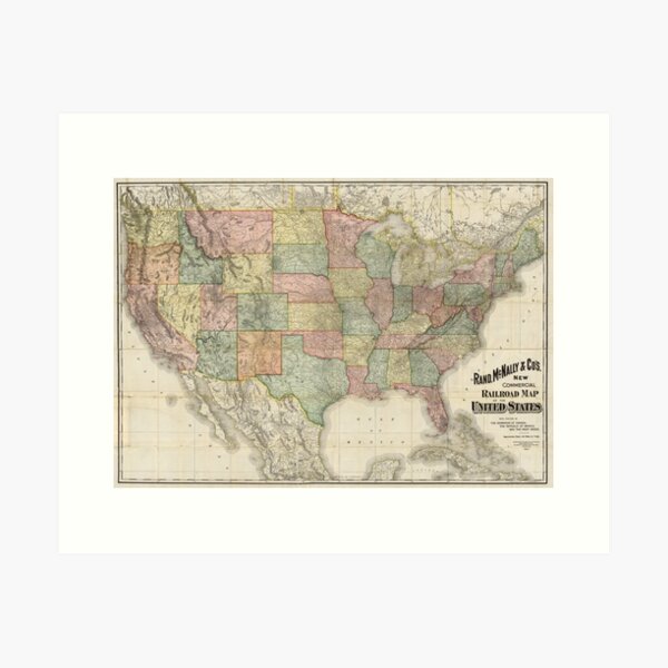 Item preview, Vintage United States Railroad Map (1907) designed and sold by BravuraMedia.