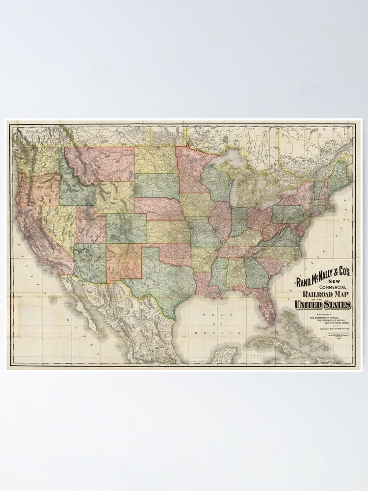 "Vintage United States Railroad Map (1907)" Poster by BravuraMedia