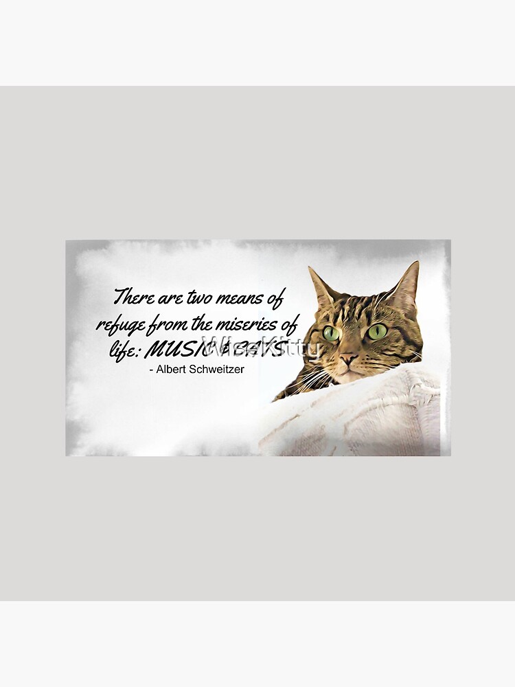 Badge Musique Et Chats Albert Schweitzer Citation Chat Tigre Aux Yeux Verts Art Numerique Par Wisekitty Redbubble