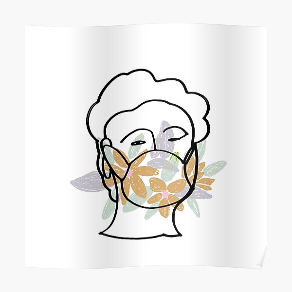 "Women with medical face mask" Poster for Sale by Asetrova Redbubble