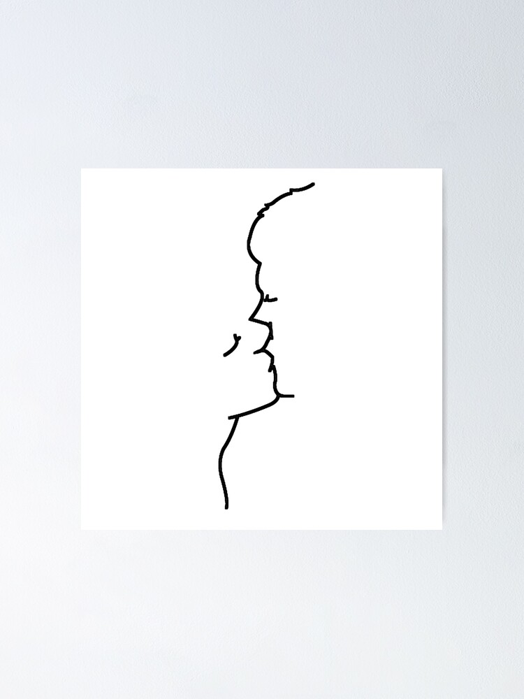 Drawing Of Two Faces Kissing In A Continuous Line Poster By Myhorseheaven Redbubble