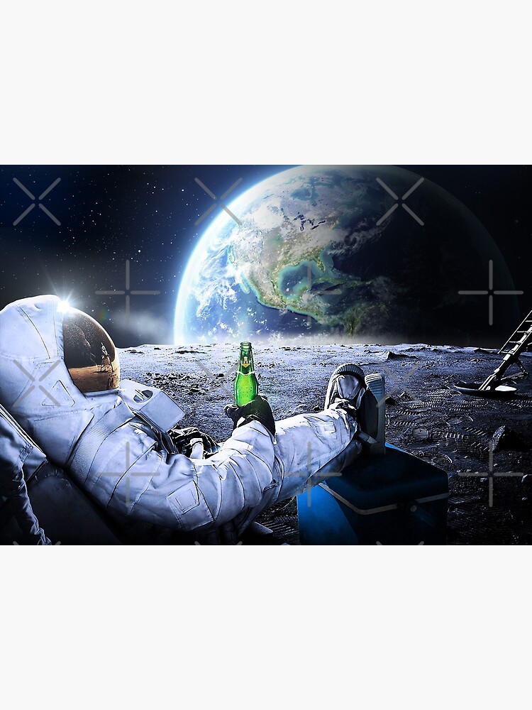 Disover Astronaut on the Moon with beer ⛔ HQ-quality, BESTSELLER Canvas