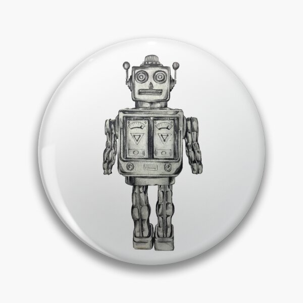 Artikelvorschau, Vintage Roboter Bleistiftzeichnung entworfen und verkauft von 8BitMoon.